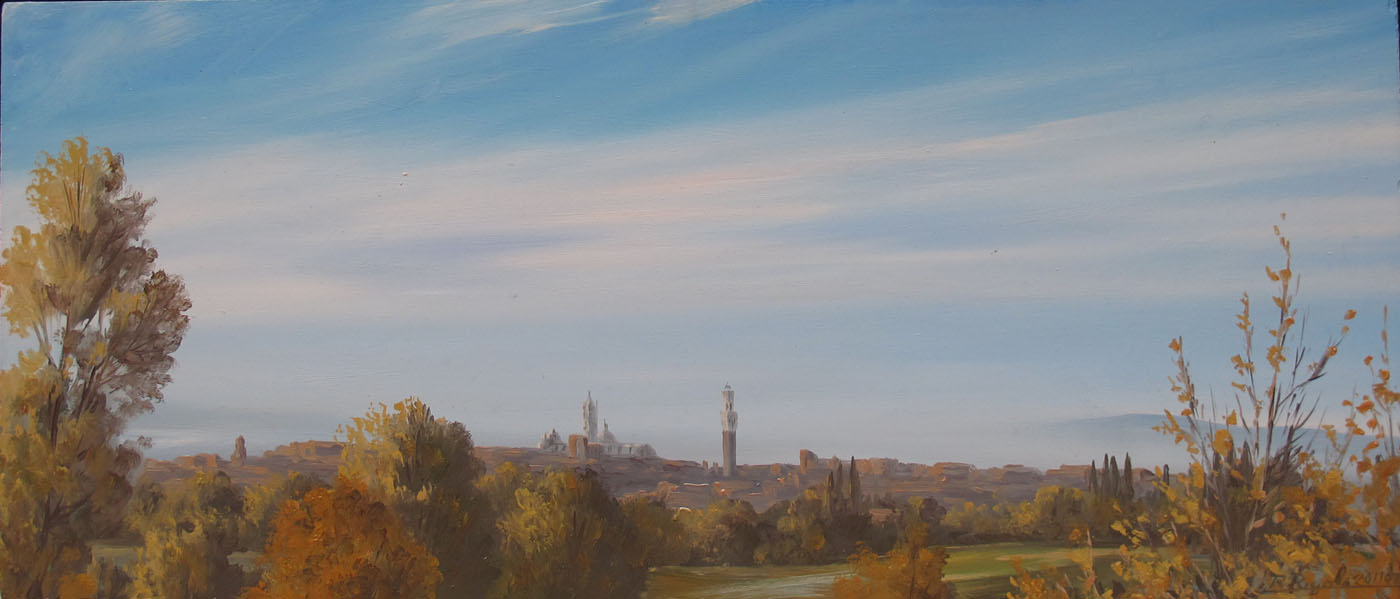 Renzo Regoli R1.1130 Panorama su Siena 30×70 cm