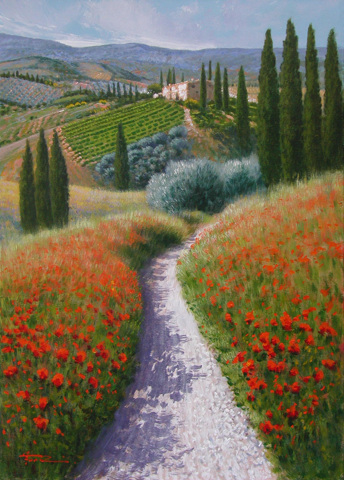 Raffaele FioreF2.2513 Strada tra i papaveri cm 70x50 Raffaele FioreF2.2513 Strada tra i papaveri cm 70x50