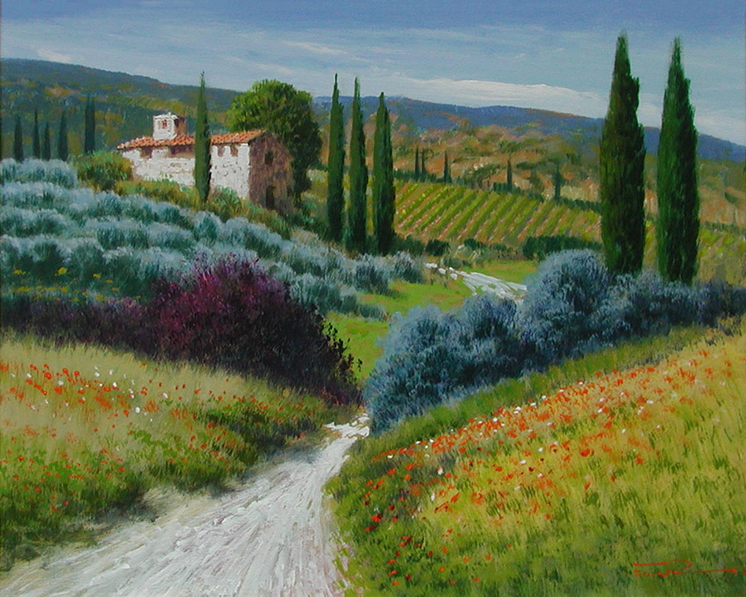 Raffaele Fiore F2.2516 Strada nel Chianti cm 40x50 Raffaele Fiore F2.2516 Strada nel Chianti cm 40x50