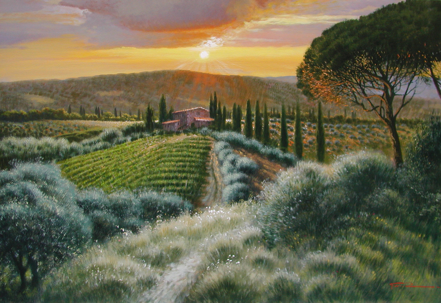Raffaele Fiore F2.2524 Tramonto in Toscana cm 70x100 Raffaele Fiore F2.2524 Tramonto in Toscana cm 70x100