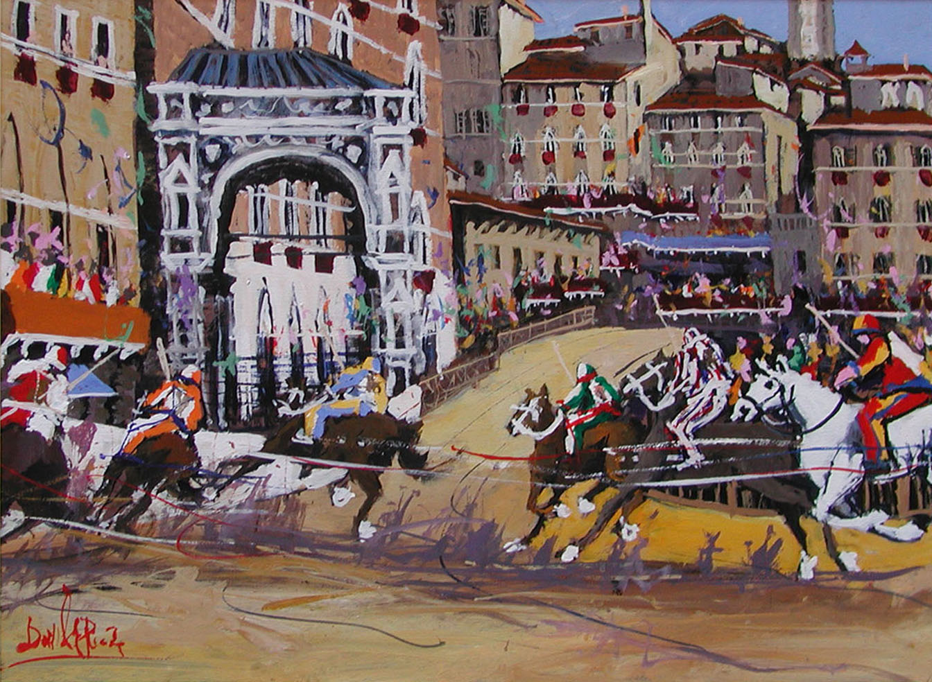 Daniele Ricci R2.2442 Il Palio di Siena - San Martino cm 70x150 Daniele Ricci R2.2439 La curva di San Martino 60x80