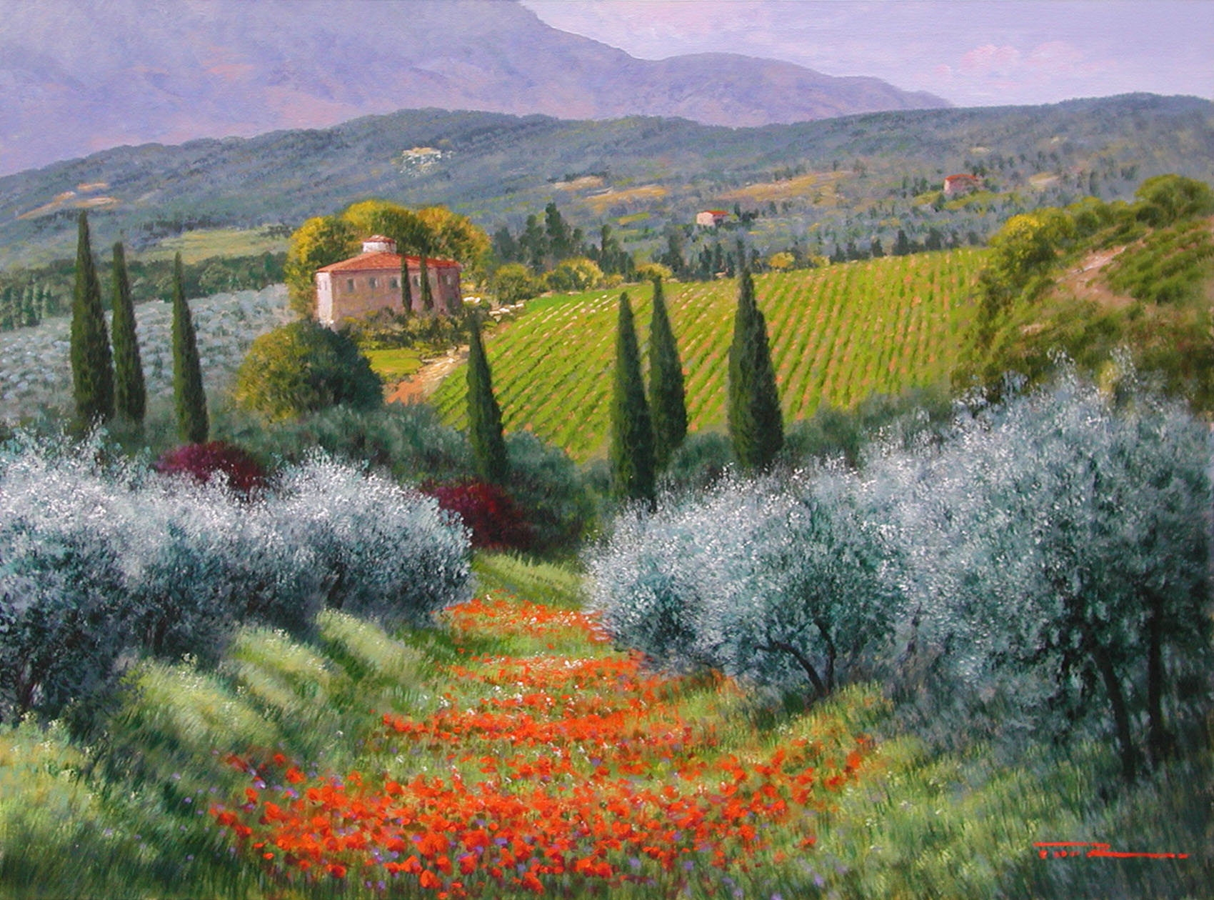 Raffaele Fiore F2.2526 Papaveri nel Chianti 60x80