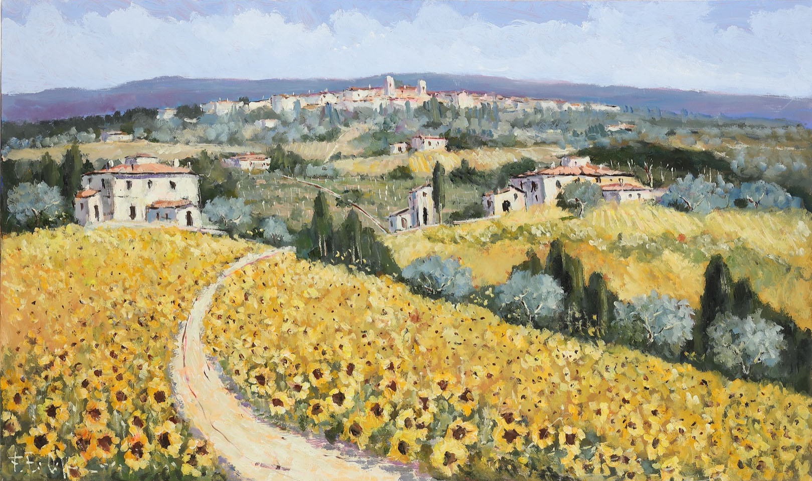 Fabrizio Filippi FC.2362 Strada bianca in primavera 80×60 cm Fabrizio Filippi FC.2357 Strada fra i girasoli 60x100