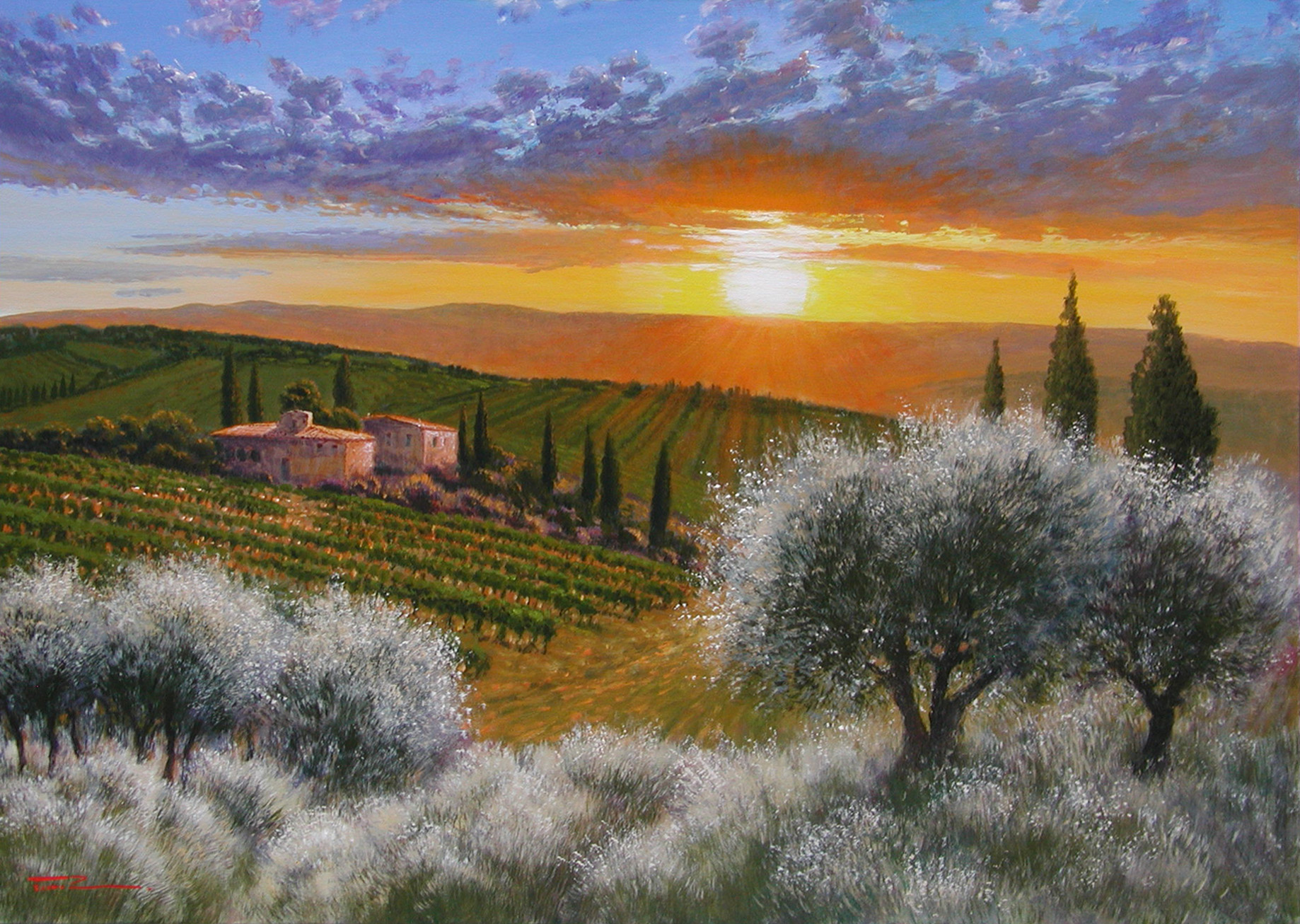 Raffaele Fiore F2.2528 Tramonto sulle colline senesi 70x100 Raffaele Fiore F2.2528 Tramonto sulle colline senesi 70x100