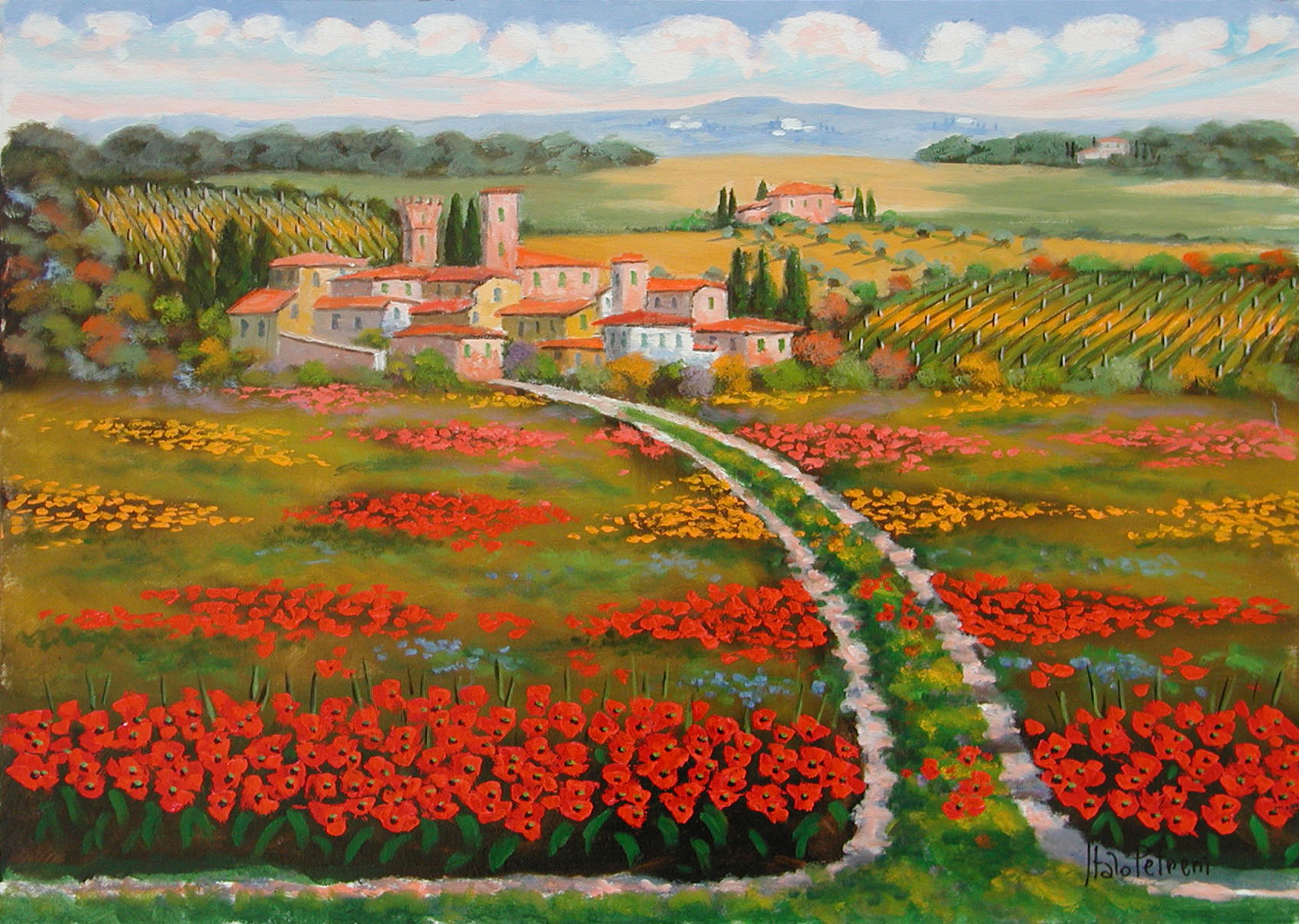 Italo Petreni P1.2420 Paesaggio toscano 50x70 Italo Petreni P1.2420 Paesaggio toscano 50x70