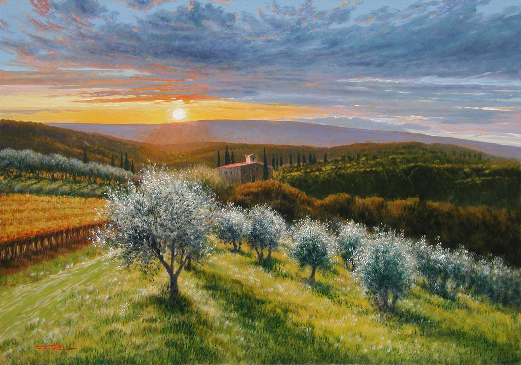 Raffaele Fiore F2.2538 Tramonto sulle colline 70x100