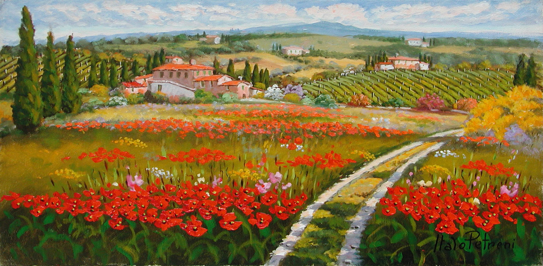 Italo Petreni P1.2410 Paesaggio toscano 30x60