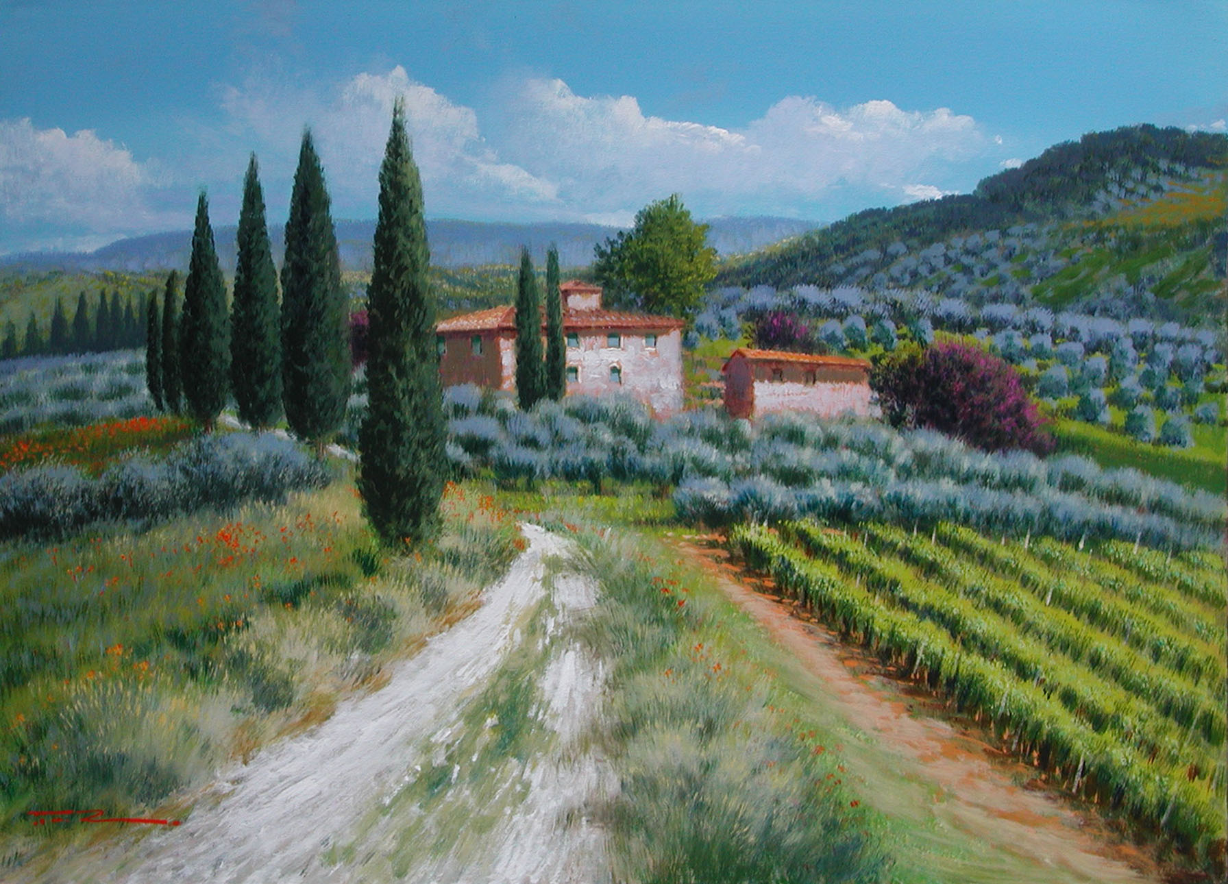 Raffaele Fiore F2.2604 Casolare tra gli ulivi 50x70