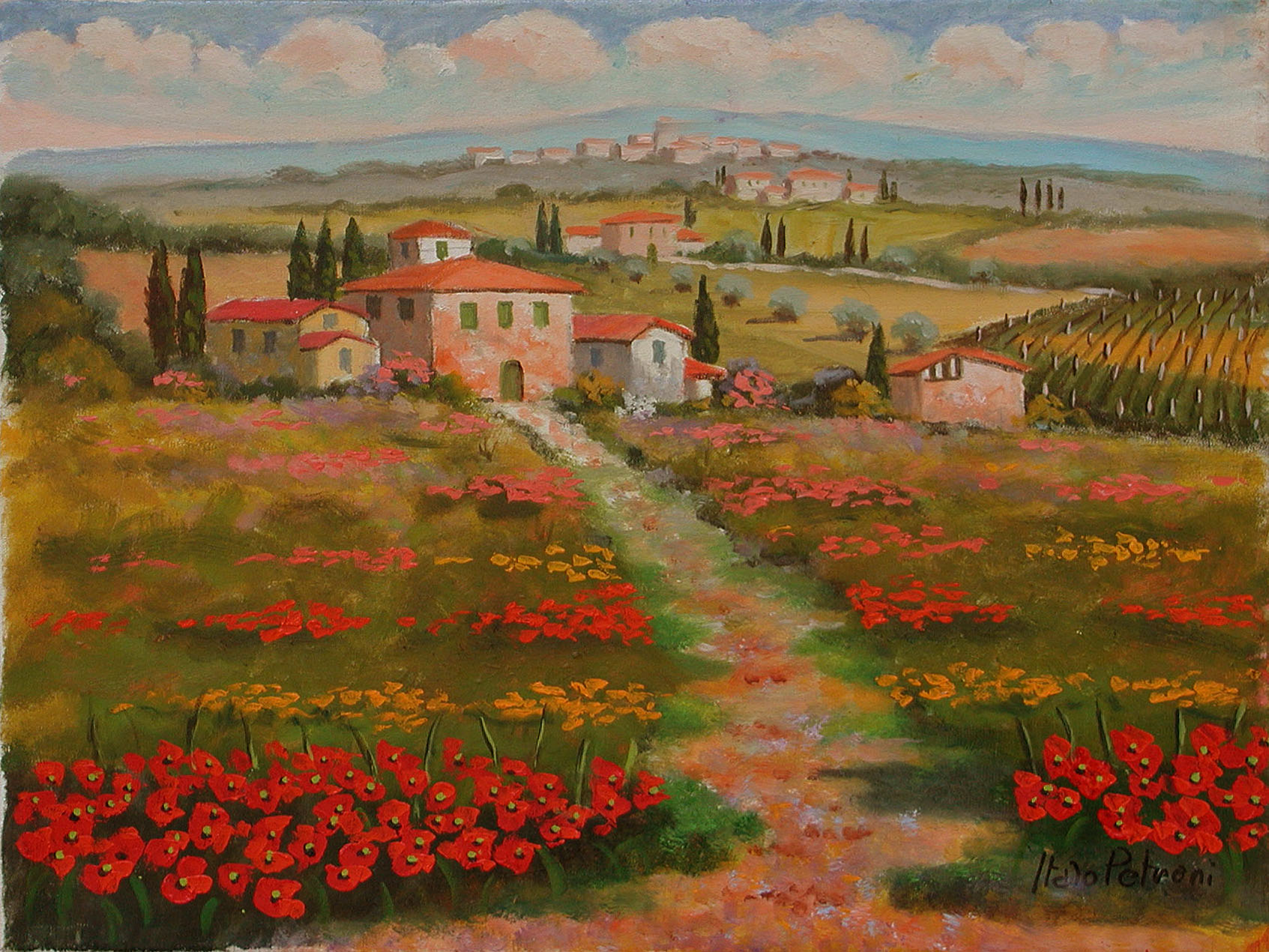 Italo Petreni P1.2404 Paesaggio toscano 30x40