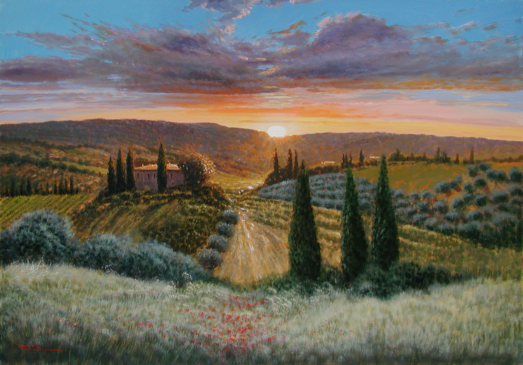 Raffaele Fiore F2.2615 Colline al tramonto 70x100